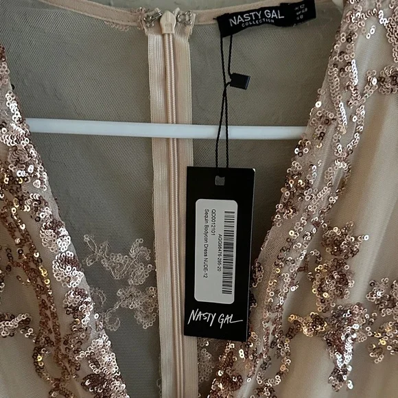 Nasty Gal Rose Gold Sequin Tassel Mini Dress - Picture 2 of 4